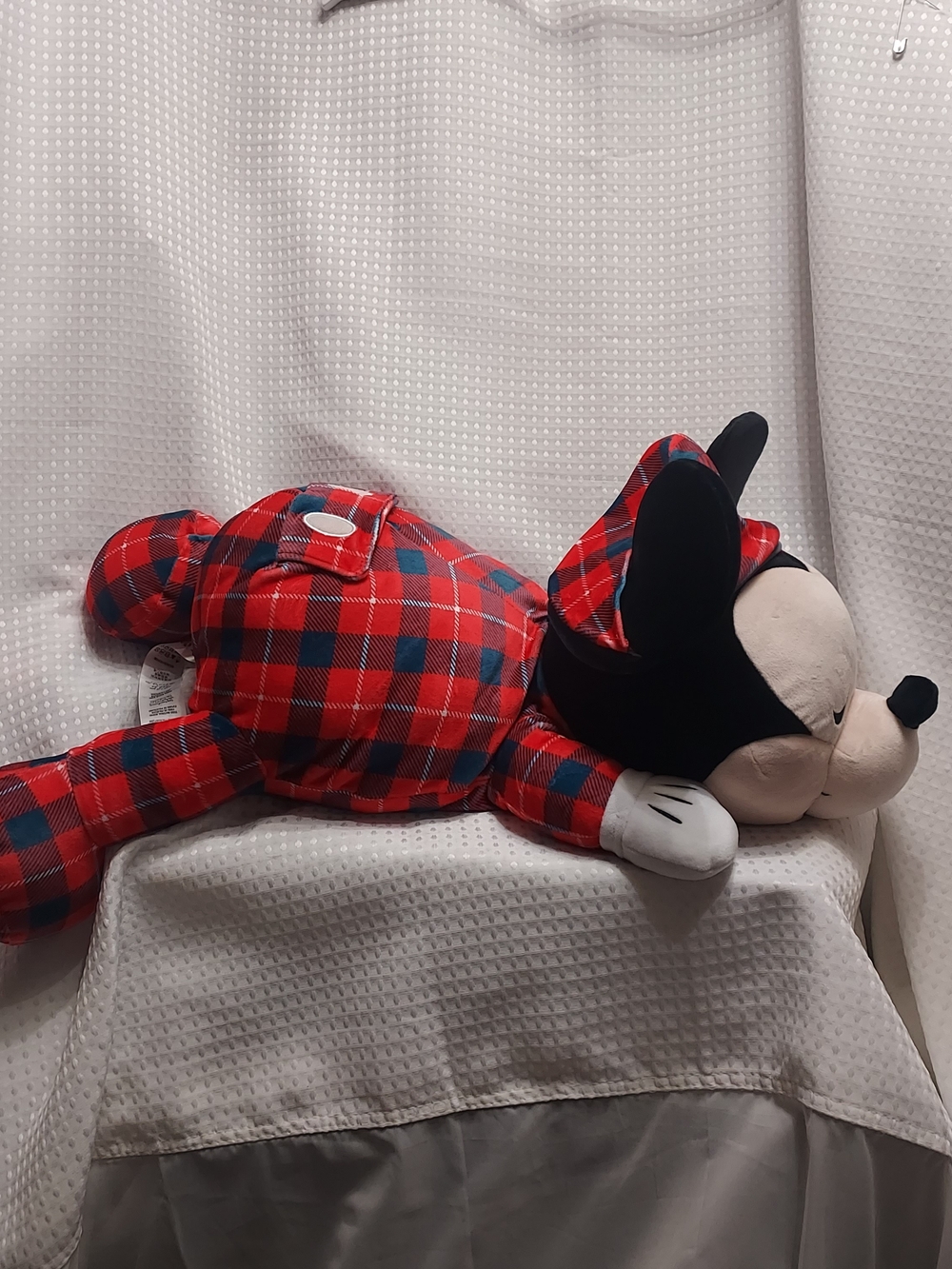 Disney Mickey Mouse Plush in Red Plaid Pajamas Oversize Pillow Cuddleez